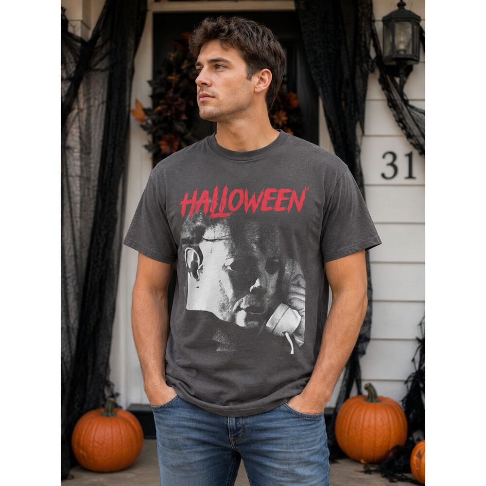 Halloween Michael Myers Horror Movie Charcoal Graphic T Shirt Men's Large L #18